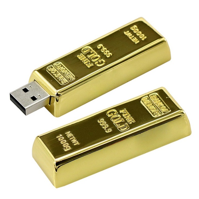 Zinc Alloy Gold Bar Financial Commemorative USB 2.0 Disk Pendrive with Free Laser Logo New Metal Product Usb Flash Drive