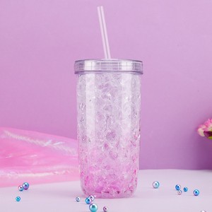 Gradient Color Changing Ice Crusher Cup With Straw Large Capacity For Cold Drinks Party Use Two Piece Set - Product Image 5