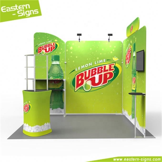 Conception en aluminium polyester affichage pop up d'exposition portable stand d'exposition