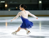 Robe de patinage artistique bleu roi en maille transparente à manches longues, dos en V profond, jupe ornée de strass, pour enfants et filles, performance scénique