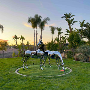 รูปปั้นม้าทำจากสแตนเลสรูปปั้นสัตว์ในสวนทำจากโลหะขัดเงาสูง - Product Image 2