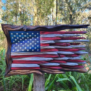 New Eco-friendly Independence Day American Flag Wooden Three-Dimensional Square Wall Mounted Pendant <strong>Retro</strong> <strong>Decorative</strong> - Product Image 2