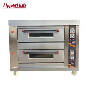 فرن مخبز تجاري من الفولاذ المقاوم للصدأ بطابقين وأربعة صواني |   فرن خبز رقمي يعمل بالغاز/الكهرباء للخبز والبيتزا والكعك - Product Image 1