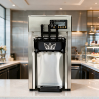 Machine à glace molle à trois sorties en acier inoxydable pour café, restaurant, boutique à emporter, kiosque alimentaire, préparation de desserts commerciaux