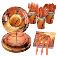 Ensemble de vaisselle jetable à thème sportif pour fête de basket, idéal pour les anniversaires d'enfants - Vente chaude