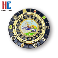 Épinglette en émail souple personnalisée en usine depuis 20 ans, modèle Path Finder Class Spinner Pin, pour Camporee chrétien Adventiste, thème ballon de football