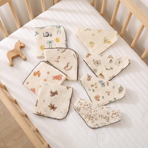 Ensemble de serviettes pour bébé en mousseline tissée, 100% coton biologique, doux, à séchage rapide, motif floral, utilisable comme lingette pour <span class=keywords><strong>le</strong></span> visage, <span class=keywords><strong>mouchoir</strong></span>, bavoir anti-salive et débarbouillette, pour enfant - Product Image 2