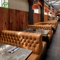 Vente d'usine : Mobilier de restaurant de luxe, banquette en forme de U, sièges en cuir et bois, ensembles table et chaises pour bar et restaurant