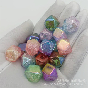 Cuentas sueltas diseño Popular Color galvanoplastia poliédrico acrílico cuentas sueltas DIY hecho a mano agujero recto accesorios de joyería - Product Image 4