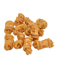 Friandises pour chiens en bâtonnets noués enveloppés de poulet, fabrication OEM - 100% naturelles, riches en protéines, hautement digestibles et nutritives