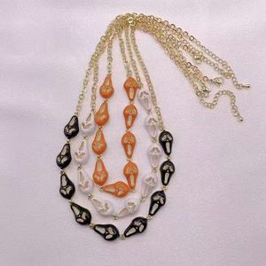 Conjuntos de collar de pulsera de cadena de eslabones de encanto de Halloween Esmalte chapado en oro de 18K con máscara de fantasma de grito Goblin para bodas - Product Image 3
