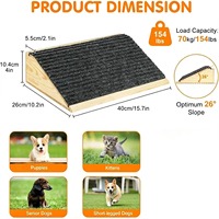 Rampe pour animaux de compagnie en bois massif, antidérapante, escalier pour chiens et chats avec surface en tissu texturé, marches pour petits animaux pour lit, canapé, sofa