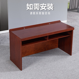 <b>Solid</b> <b>Wood</b> Veneer Executive <b>Desk</b> With Storage Cabinet Office Furniture Conference Room Use Customizable Design - Product Image 2