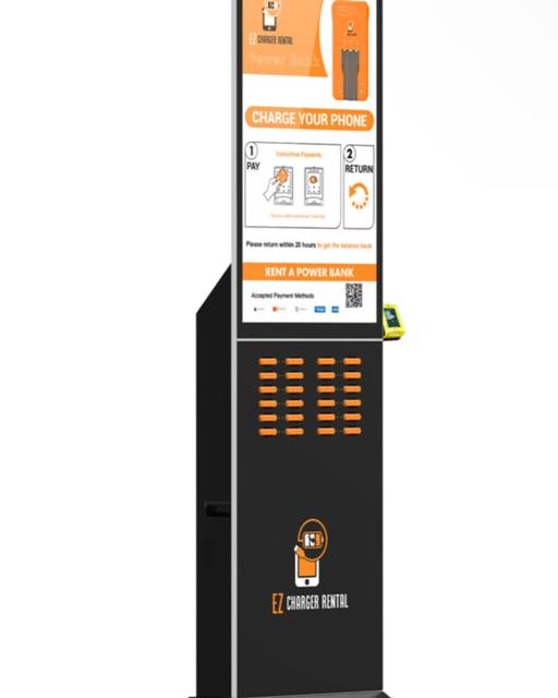 Shopping Mall Kiosk Rental Wireless Charging LED Display 5000mAh Shared Powerbank Station with Card Reader POS Terminal