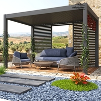 Kit de pergola bioclimatique autoportante Airfun en aluminium avec revêtement en poudre - Toit rétractable à lames motorisées, protection UV