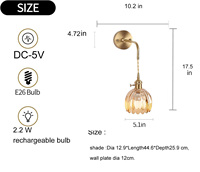 Applique murale LED vintage avec télécommande, alimentée par piles, lampe à intensité variable RGB, abat-jour en verre en forme de tulipe pour salon