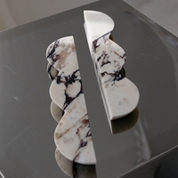 STONEKOCC 100% 1 pièce Poignée de porte ondulée de luxe en pierre naturelle, poignée de meuble en marbre sculptée à la main, décoration vintage pour la maison, tiroirs de cuisine