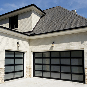 <span class=keywords><strong>Porte</strong></span> de <span class=keywords><strong>garage</strong></span> <span class=keywords><strong>sectionnelle</strong></span> moderne en aluminium anodisé noir avec verre dépoli pour maison, prix abordable - Product Image 2