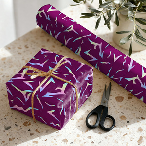 Kpop Style Gift Wrapping <b>Paper</b> Roll 5M Purple Holographic <b>Pattern</b> Happy Birthday DIY Packaging Decorative <b>Paper</b> - Product Image 3