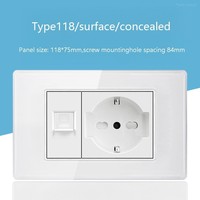 Prise murale en verre trempé, norme européenne, double USB-C, interrupteur tactile, trois prises AC, courant maximal 10A/20A