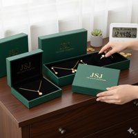 Boîte à bijoux de luxe en or champagne avec fermeture magnétique, emballage rigide en papier texturé de qualité supérieure pour collier et ensemble