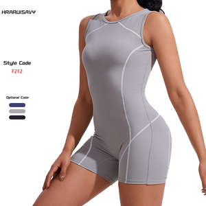 Nouvel arrivage de combinaisons pour femmes <span class=keywords><strong>une</strong></span> pièce entraînement Yoga séchage rapide élastique au-dessus du genou shorts pantalons combinaisons - Product Image 3