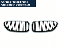 Pour BMW Série 6 F06F12F13 12-16, calandre avant en fibre de carbone chromée noire brillante, garniture de remplacement de calandre avant, accessoire