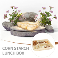 Boîte à lunch jetable de haute qualité en amidon de maïs, biodégradable, avec 4 compartiments, pour emporter