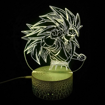 Lampada LED Dragon Ball Goku – Luce Notturna 3D Touch Con 7 Colori – Regalo Anime Per Camera Ragazzi, USB/Batteria