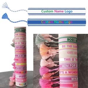 Braccialetti con Nappa in Tessuto Ricamato Personalizzabile con LOGO, Design a Lettere 'WWJD Bride', Gioielli Intrecciati per l'Amicizia, Misura Regolabile - Product Image 2