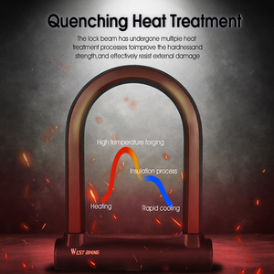 WEST BIKING-Serrure en U antivol en acier, pour porte, VTT, vélo de route, vélo électrique, chaîne de sécurité - Product Image 2