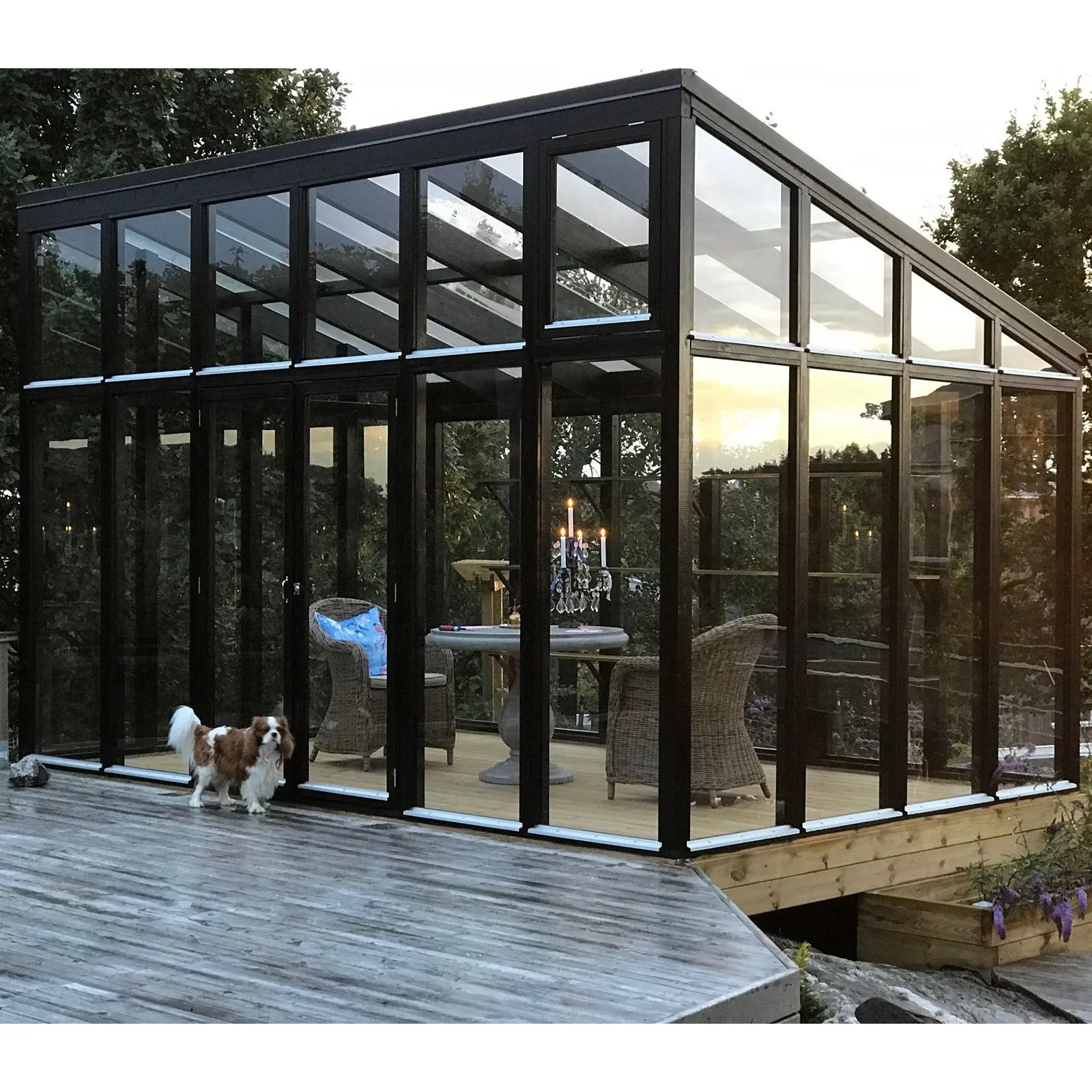 Ikealuminum treo tường bán buôn gazebo sunrooms nhà kính nghiêng mái nhôm sunroom conservatory cho ngôi nhà