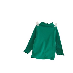 2025 autunno nuova t-Shirt per ragazze tinta unita <span class=keywords><strong>dolcevita</strong></span> arricciante con fondo top stampa Casual tecniche nuove per bambini - Product Image 1