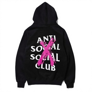 Nueva llegada: Sudadera con capucha <span class=keywords><strong>ASSC</strong></span> para club, diseño de letras, rosa con patrón de letras canceladas y rayadas, forro polar, estilo holgado - Product Image 1