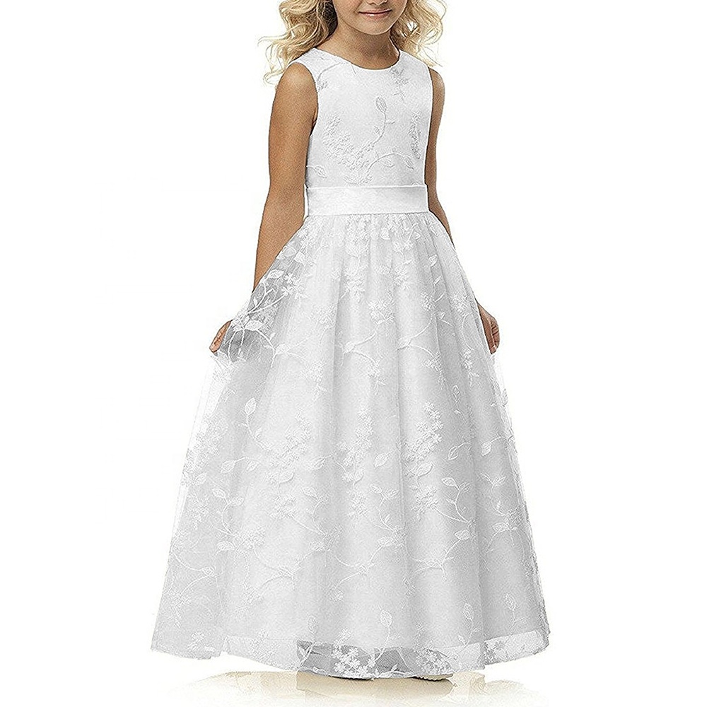 2018 платье трапециевидной формы; Платье для первого причастия для девочек От 2 до 12 лет длинное кружевное платье для девочки, держащей букет невесты на свадьбе