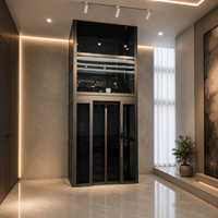 Pièces d'ascenseur de haute qualité au design moderne, porte coulissante en acier inoxydable miroir de luxe à cadre étroit, lisse et silencieuse, pour villa auto-construite