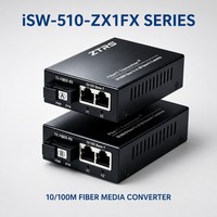 Convertisseur de média fibre optique ZTRS ISW-510-ZX1FX2FTC, 2 ports 10/100M RJ45, 1x100M fibre simple SC, 20km, de bureau, non géré