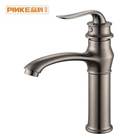 Robinet de lavabo rétro monocommande en alliage de zinc chromé brossé, à montage sur plan, pour eau chaude et froide, avec cartouche céramique