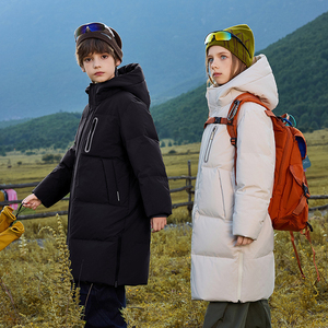 Качественный длинный плащ для мальчиков и девочек, теплая зимняя стеганая куртка с капюшоном для уличной одежды, повседневный стиль для подростков, детей - Product Image 2