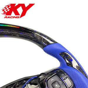 Volant personnalisé de style sportif bleu en fibre de carbone forgée avec LED pour Highlander Camry Laura - Product Image 2