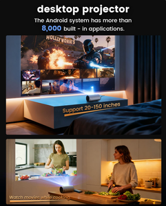 Proyector Inteligente Portátil Q8 3 en 1, 720P, 180 ANSI, Enfoque Automático, Android 14, Altavoz Integrado y Carga con Banco de Energía para Películas en Interiores y Exteriores - Product Image 3