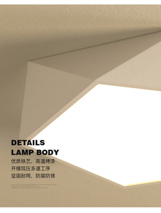 Lámpara de Techo Cuadrada Moderna de Tamaño Mediano, LED 6000K, Cuerpo de Madera, Detalles Dorados, Regulable, para Sala de Estar - Product Image 6