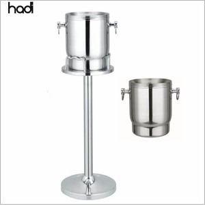 Cubo de Hielo para <span class=keywords><strong>Vino</strong></span> y Champán de Acero Inoxidable Directo de Fábrica, Cubo de Hielo de Acero Plateado y Dorado Rosa con Soporte - Product Image 4