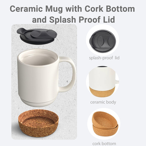 Taza <span class=keywords><strong>de</strong></span> Cerámica con Logotipo Personalizado, Fondo <span class=keywords><strong>de</strong></span> Corcho y Tapa Antiderrames, Regalo para Padres, <span class=keywords><strong>Publicidad</strong></span> Corporativa - Product Image 2