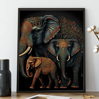 Kits de peinture diamant 5D en résine à forage complet, thème Famille d'éléphants, pour la vente en gros, DIY