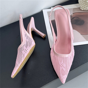 Sandalias de malla elegantes para mujer XSD, de verano, para exteriores, con tacón alto, sexys, a la moda, transpirables y modernas. - Product Image 2