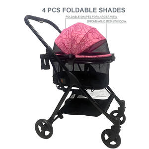 Jxb शीर्ष फैशन 2 छोटे/मध्यम कुत्तों और बिल्लियों के लिए चंदवा के साथ 1 तीन पहियों फोल्डेबल रोलर - Product Image 3