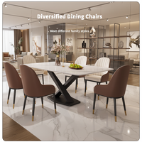 Nouveaux modèles de table à manger en pierre frittée avec chaises, ensemble de 4, luxe moderne, extensible, 6 places, meubles de maison, hôtel
