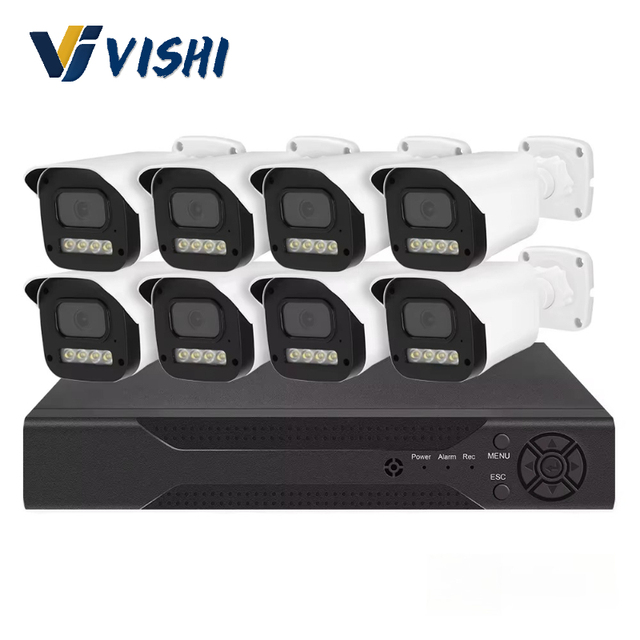 Vishi AHD Surveillance Kit 8CH 2/5MP CCTV Factory Camera Bundle Cameras Sets Outdoor Security Wireless Monitor Set