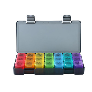 Pastillero <span class=keywords><strong>Mensual</strong></span> de Viaje con 21 Compartimentos Codificados por Colores, 3 Veces al Día, Caja de Almacenamiento con Tapas Herméticas, Gran Venta - Product Image 3